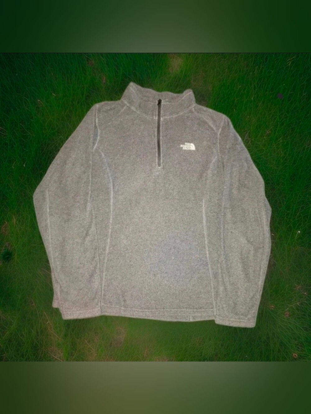The North Face Gray 1/4 Zip Up Pullover Fleece Sweatshirt Athletic Wear Large